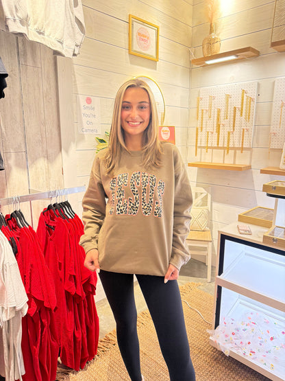 Jesus Cheetah Print Crewneck Sweatshirt