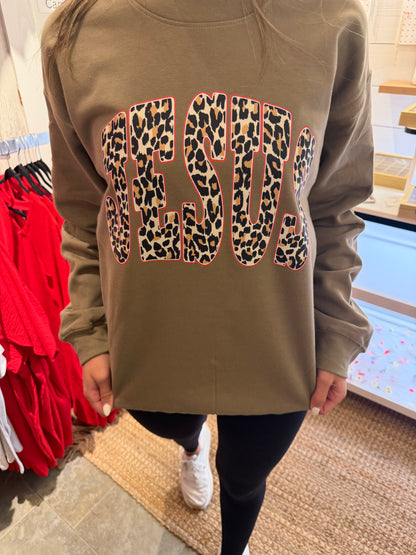 Jesus Cheetah Print Crewneck Sweatshirt