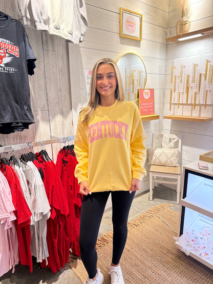 Kentucky Yellow and Pink Gingham Crewneck Sweatshirt