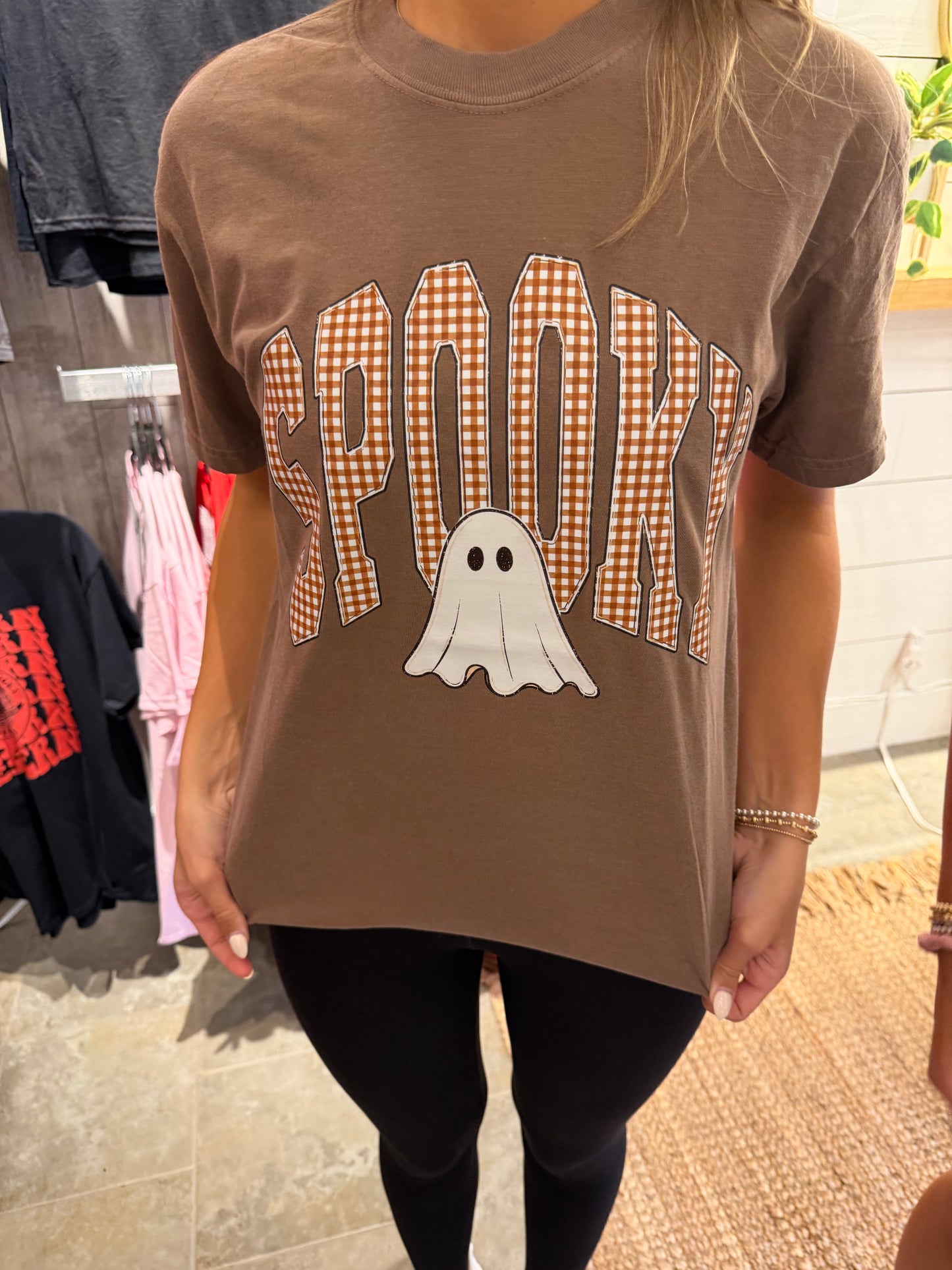 Spooky Gingham Ghost Comfort Colors Graphic Tee