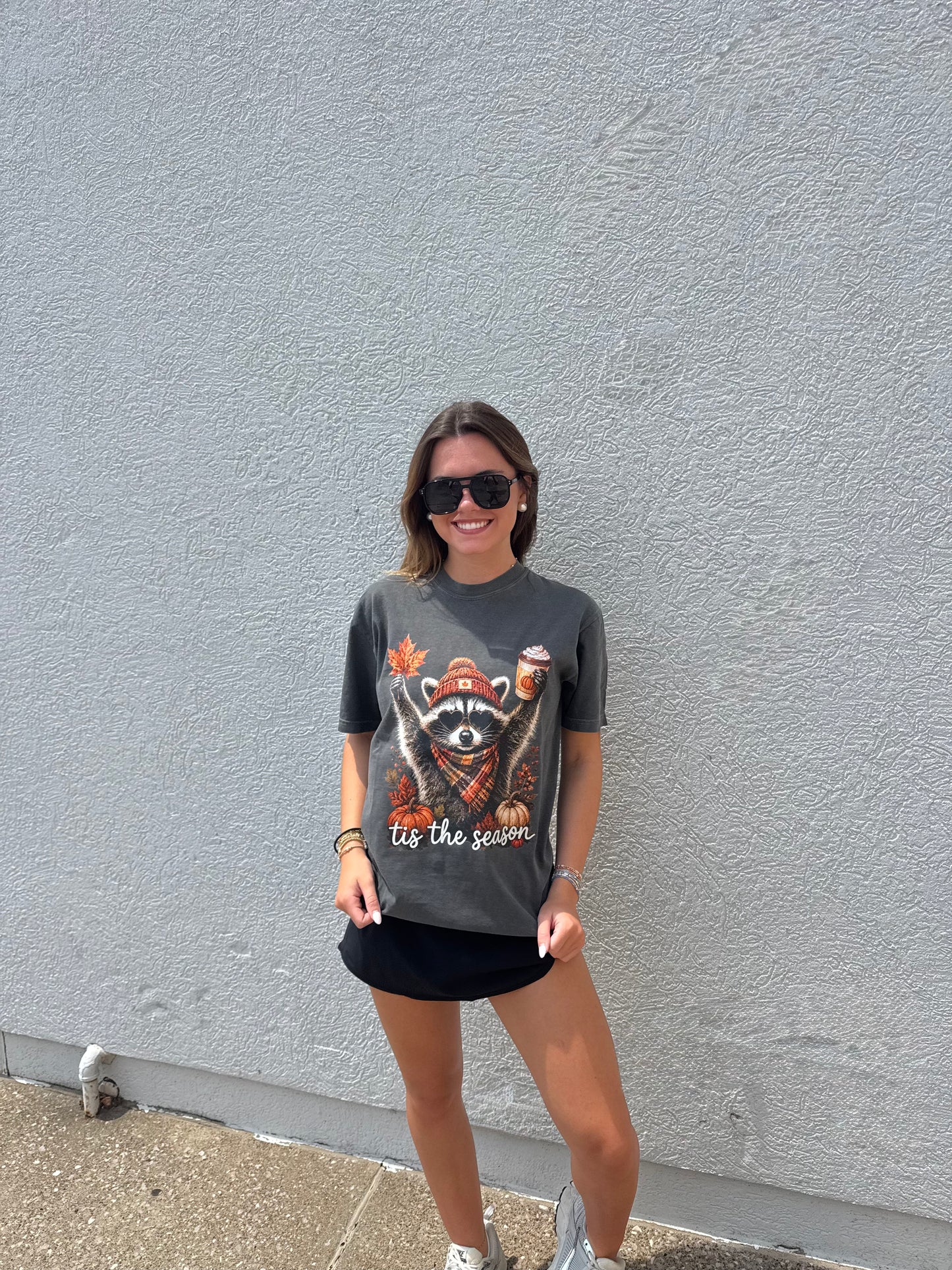 Tis The Season Racoon Fall Graphic Tee