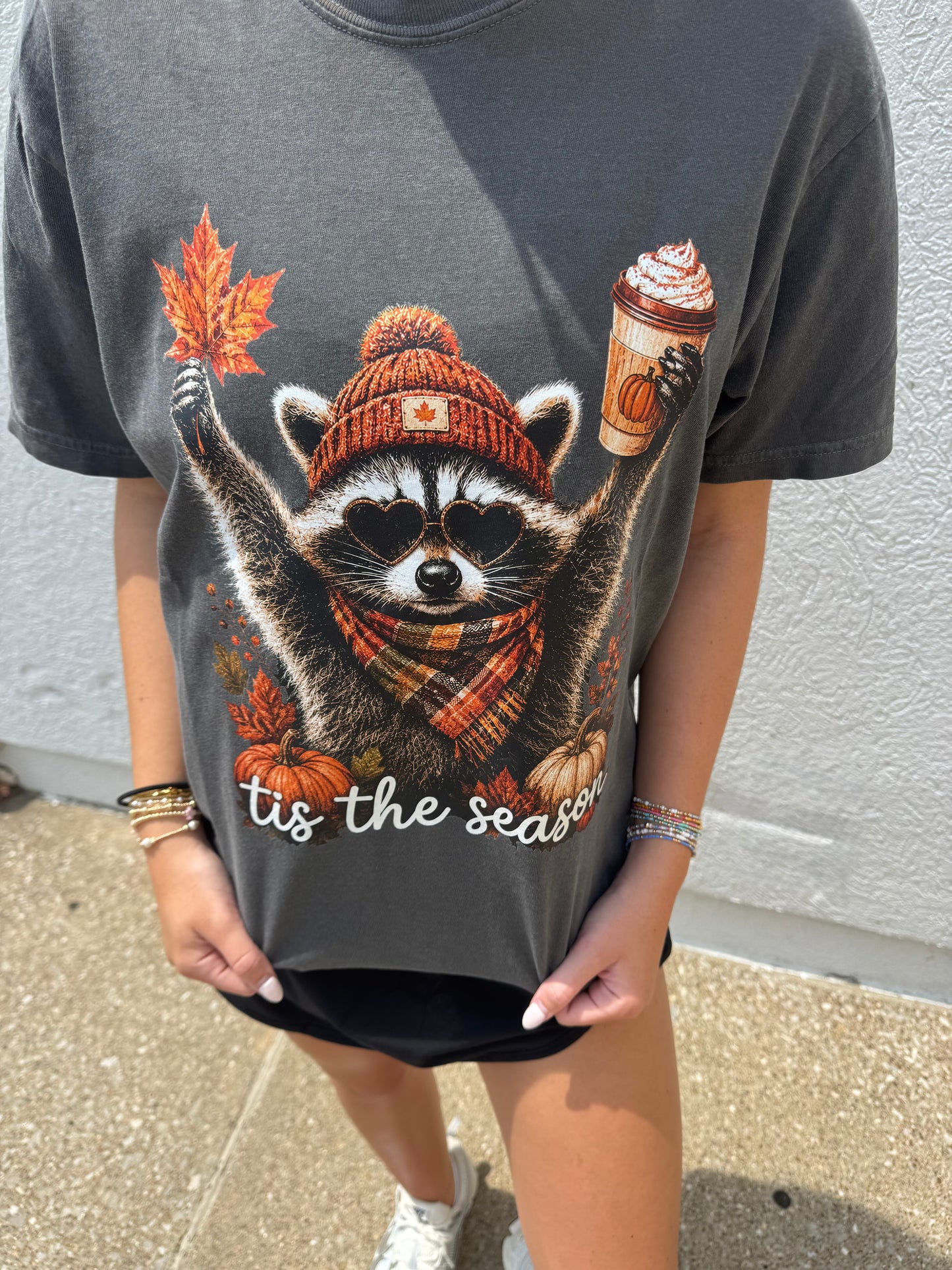 Tis The Season Racoon Fall Graphic Tee