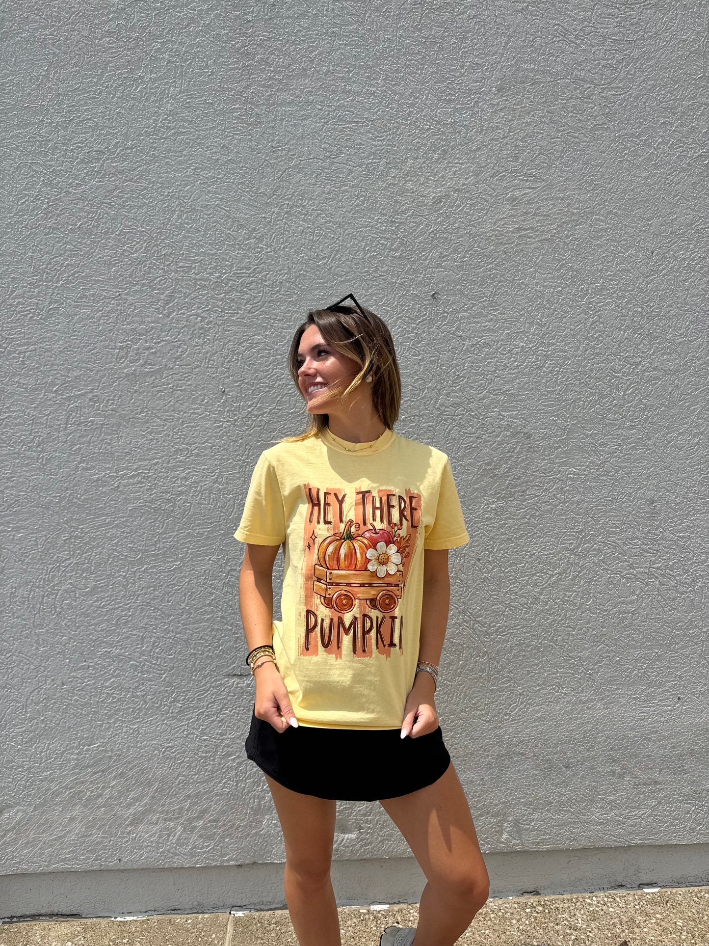 Hey There Pumpkin Yellow Fall Graphic Tee
