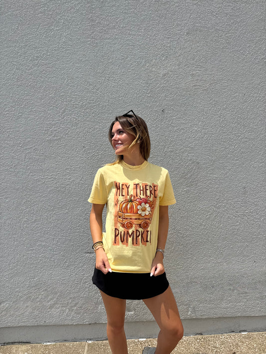 Hey There Pumpkin Yellow Fall Graphic Tee
