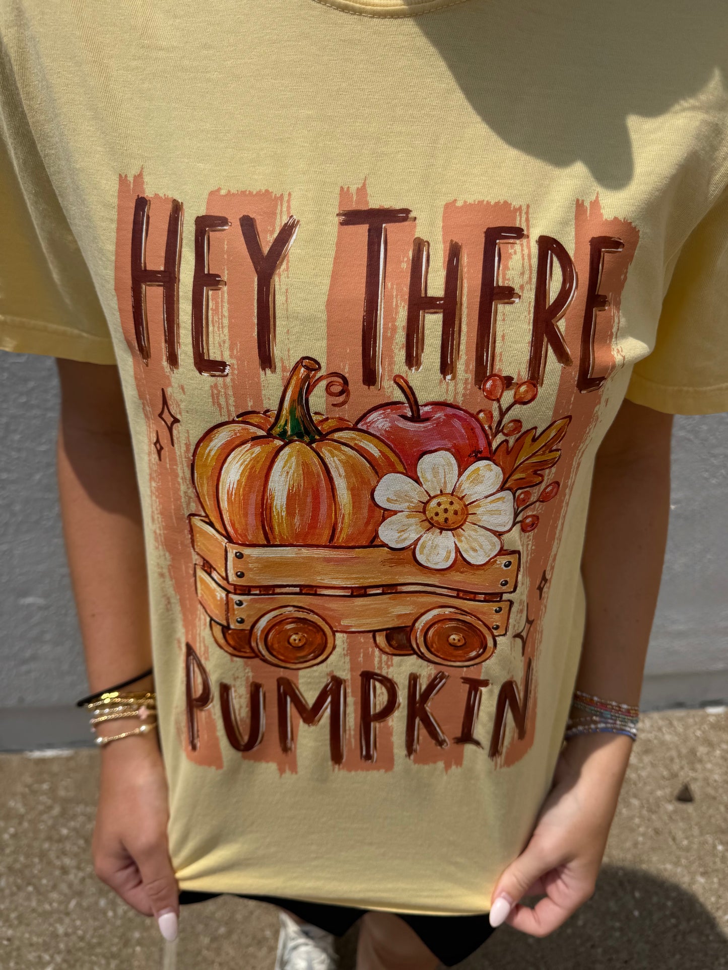 Hey There Pumpkin Yellow Fall Graphic Tee