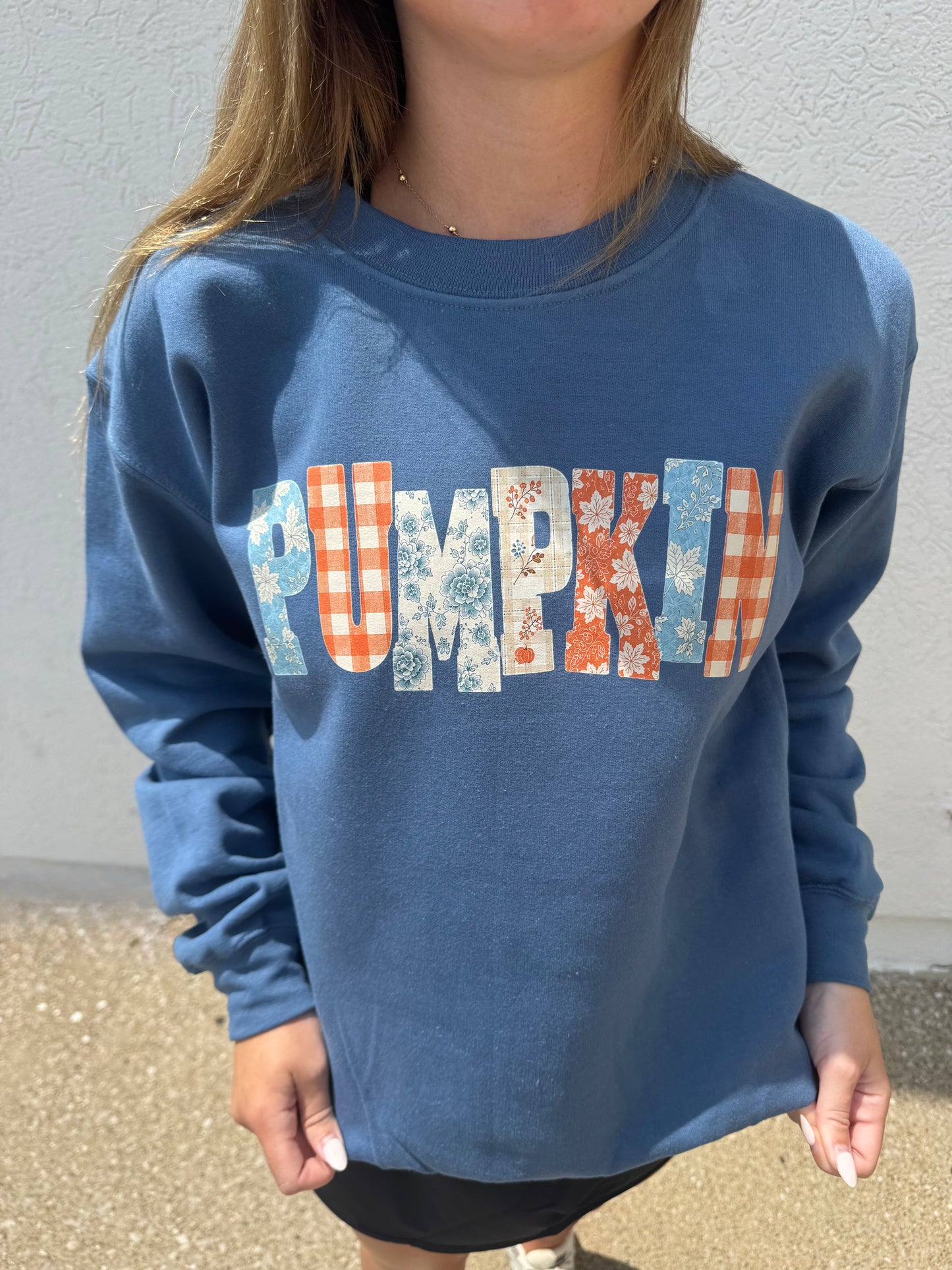 Pumpkin Patchwork Fall Crewenck Sweatshirt
