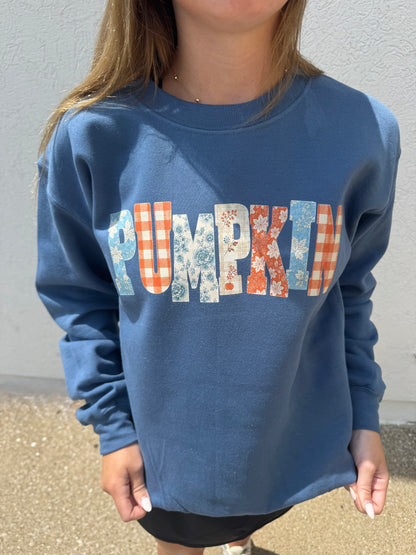 Pumpkin Patchwork Fall Crewenck Sweatshirt