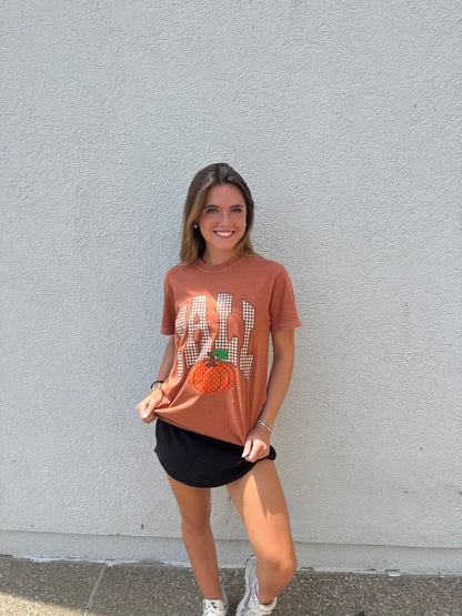 Fall Gingham Pumpkin Graphic Tee