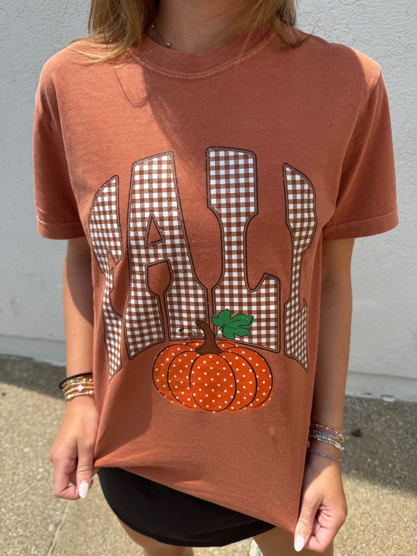 Fall Gingham Pumpkin Graphic Tee