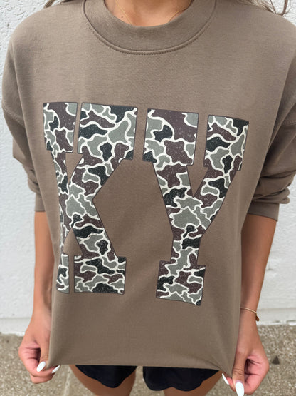 Camo Kentucky KY Crewneck Sweatshirt