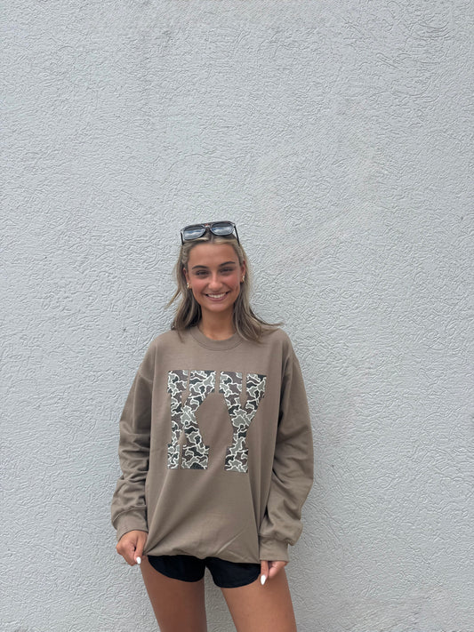 Camo Kentucky KY Crewneck Sweatshirt